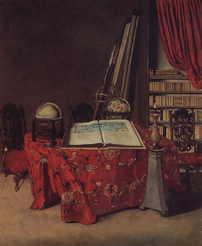 Jan van der Heyden Globe still life of books and other China oil painting art